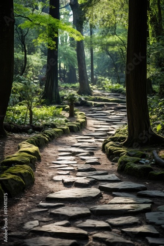 A stone path in a park