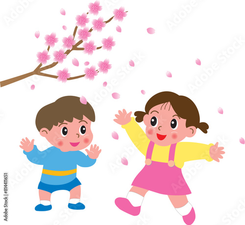 桜と子供
