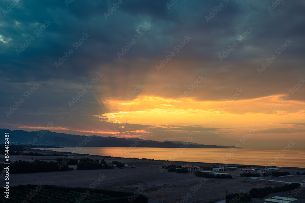 Dramatic Colorful Sunrise Sky over Mediterranean Sea. 1 Dramatic Colorful Sunrise Sky over Mediterranean Sea. 1