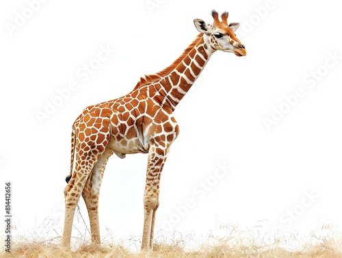 Majestic Giraffe Standing Tall in Serene African Savanna Landscape