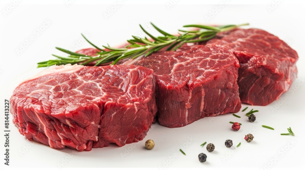 Close-up of raw sirloin, showcasing the marbling and freshness of premium beef, isolated background, perfect focus for advertising Close-up of raw sirloin, showcasing the marbling and freshness of premium beef, isolated background, perfect focus for advertising