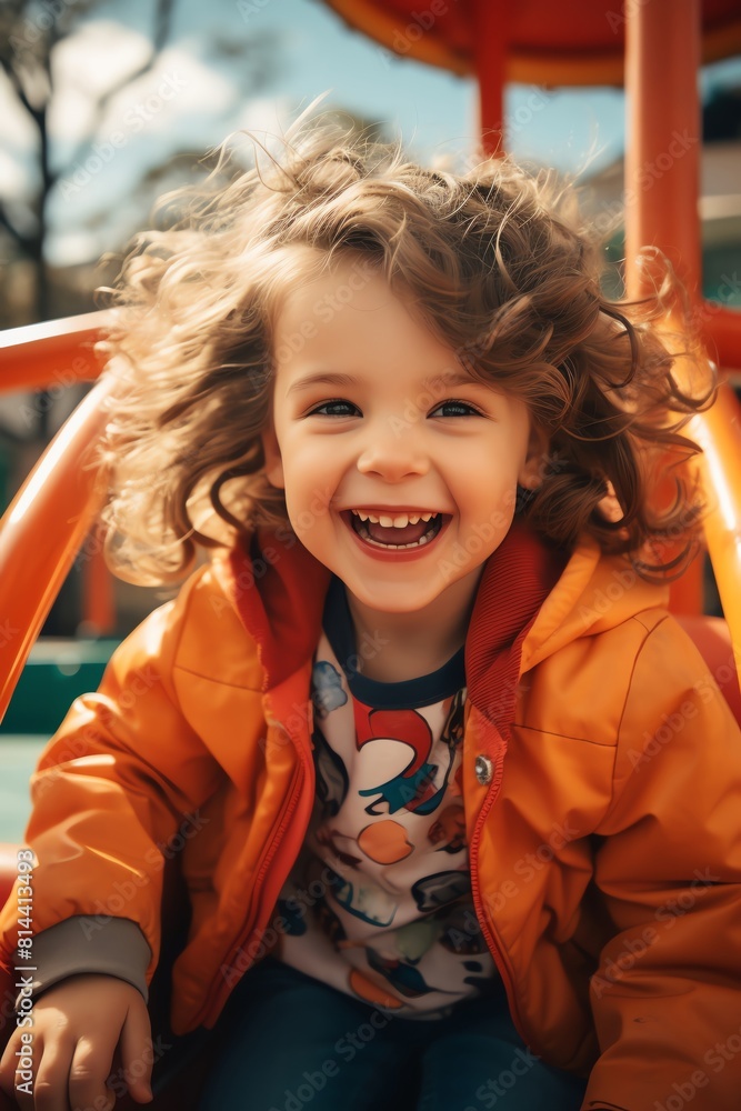 Closeup of a young child s joyful face at a playground, vibrant colors and detailed facial expressions Closeup of a young child s joyful face at a playground, vibrant colors and detailed facial expressions