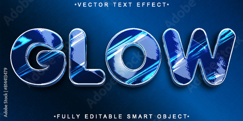 Blue Shiny Luxury Glow Vector Fully Editable Smart Object Text Effect