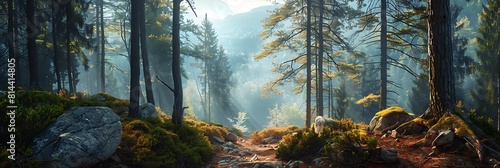 mountain travel nature landscape rock, outdoor, climbing background forest hill realistic nature and landscape © Be Naturally