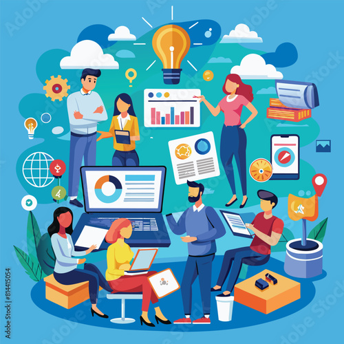 digital marketing flat vector illustration art