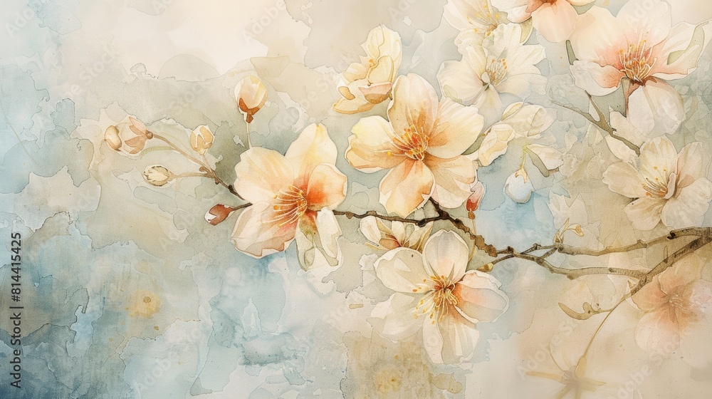 Romantic Spring Scene with Cherry Blossoms Generative AI Romantic Spring Scene with Cherry Blossoms Generative AI