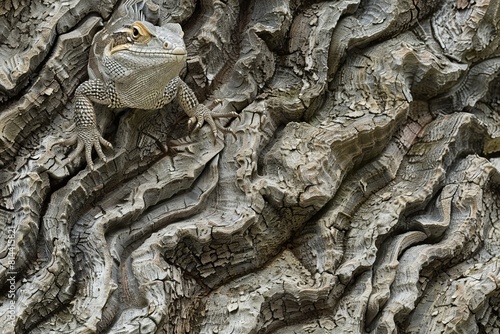 A lizard is hiding in a rock photo