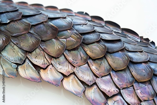 A close up of a feather with a colorful color