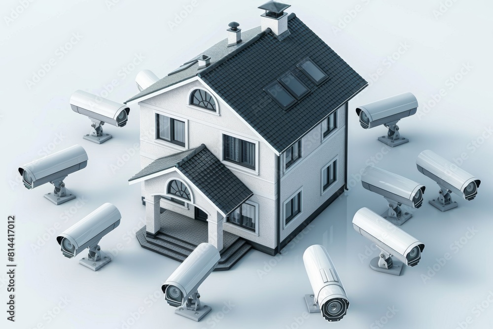 Fototapeta premium Smart home alarm water alerts video secure safeguard systems safeguard systems editing manage protection scenario remote alarm systems post urban.