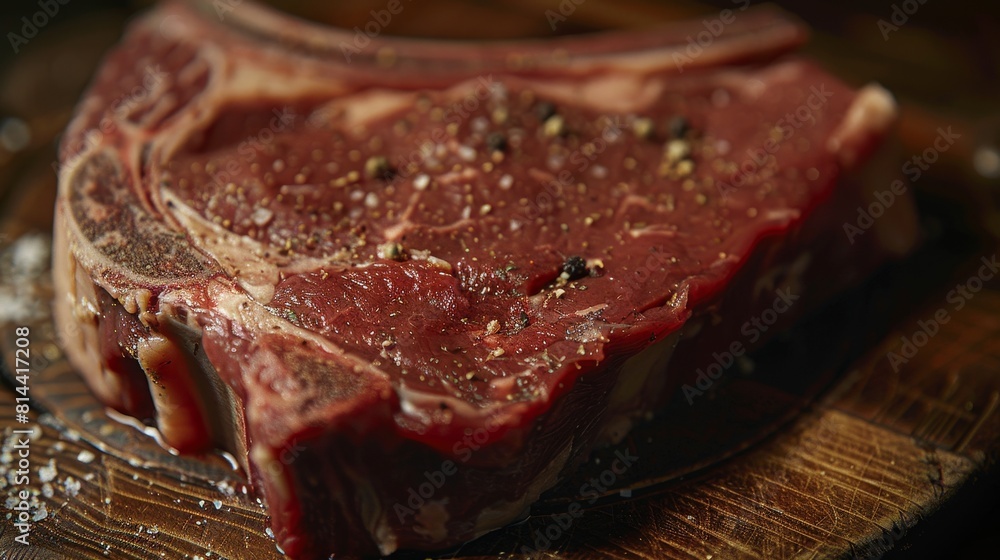 Advertising-ready close-up of a raw Tomahawk steak, focusing on its freshness and detailed marbling, studio-lit and isolated Advertising-ready close-up of a raw Tomahawk steak, focusing on its freshness and detailed marbling, studio-lit and isolated