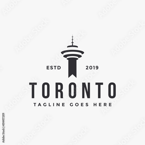 CN tower, Toronto tower logo icon vector template on white background