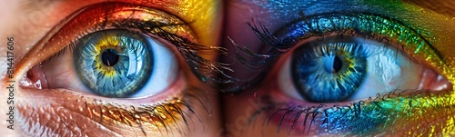 close up colorful eye 