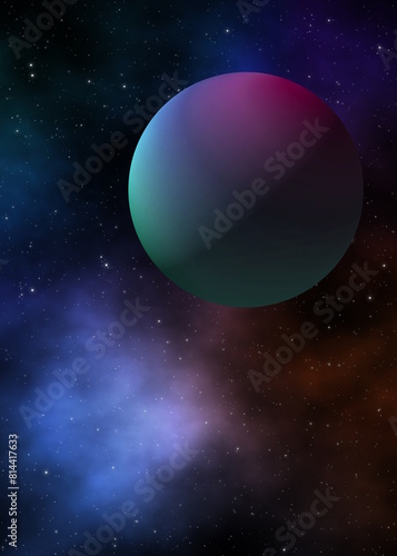 The colorful exoplanet in the distance galaxy. Wonderful gas clouds and sphere.