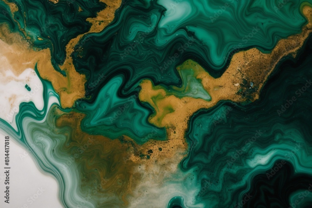 Liquid Paint Green Background Designed with Generative AI