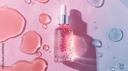 A dropper bottle containing a pink liquid