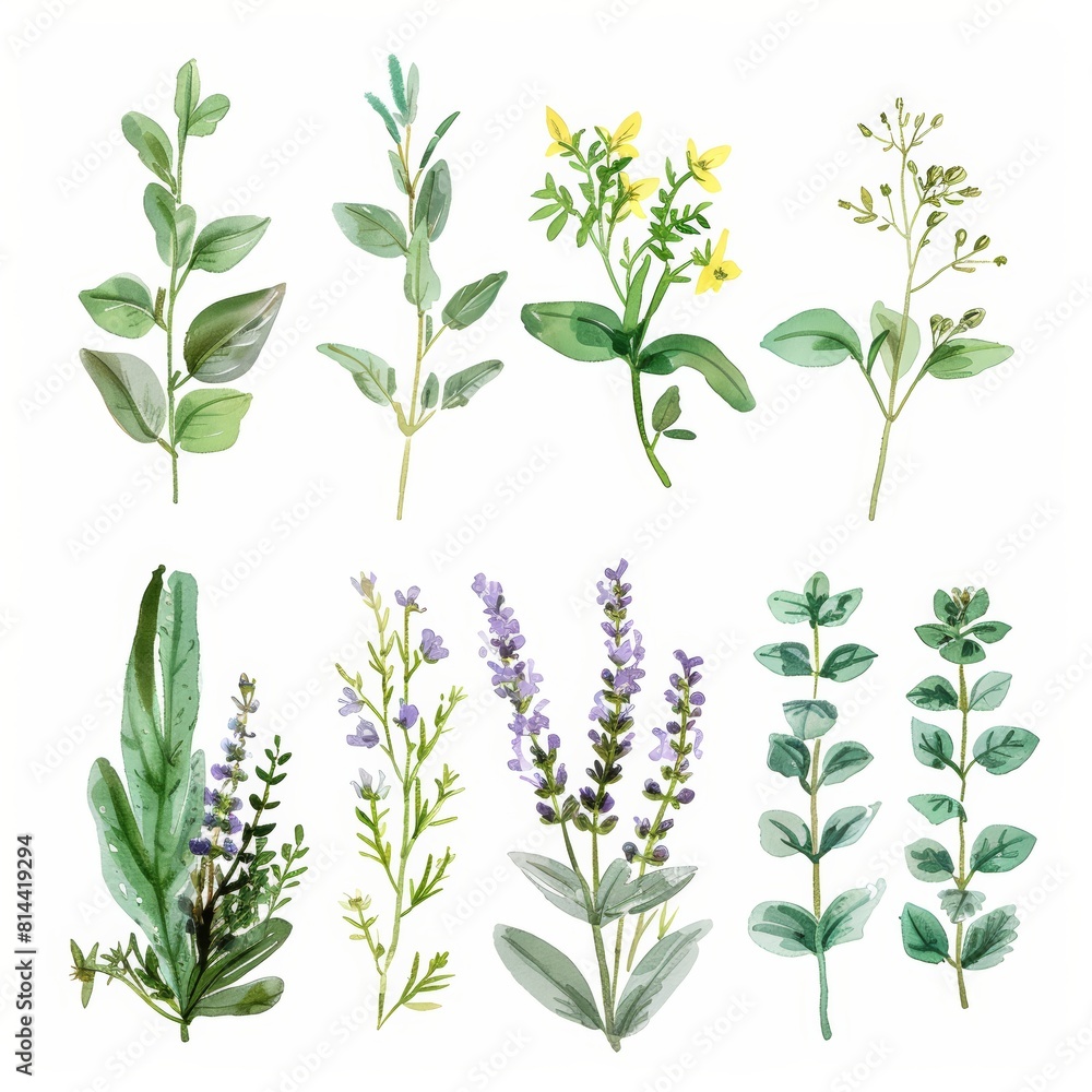Spring Herbs Flat Lay Composition for Healthy Living Generative AI