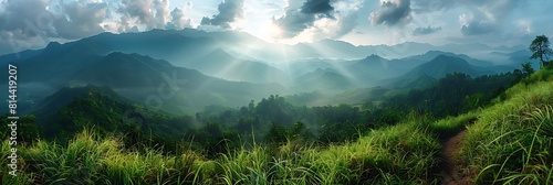 Mountain view at Chiangrai province, Thailand realistic nature and landscape photo