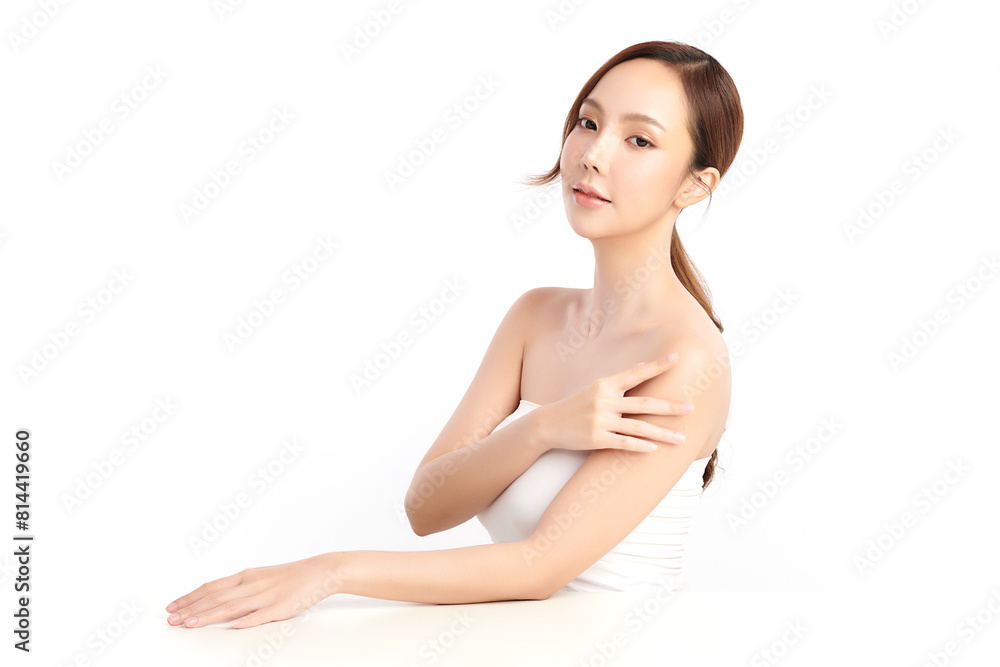Beautiful young asian woman with clean fresh skin on white background, Face care, Facial treatment, Cosmetology, beauty and spa, Asian women portrait. Beautiful young asian woman with clean fresh skin on white background, Face care, Facial treatment, Cosmetology, beauty and spa, Asian women portrait.