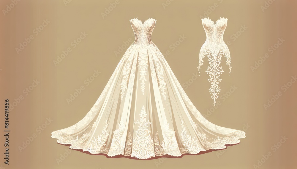 Elegant Bridal Gown with Intricate Lace Detailing Elegant Bridal Gown with Intricate Lace Detailing