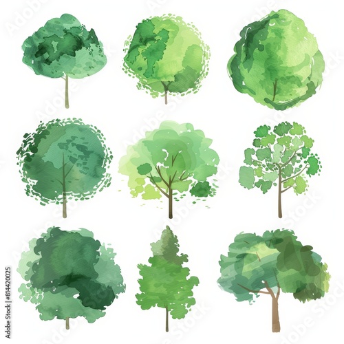 Whimsical Watercolor Trees for Nature-Inspired Designs Generative AI