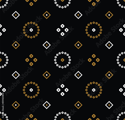 Indian Traditional block print gold white paste allover chunri bandhani seamless repeat pattern for kurti shirt saree stole scarf dupatta vector editable design