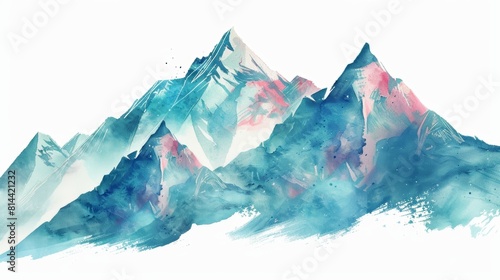 Watercolor Mountain Range Landscape Generative AI #814421232
