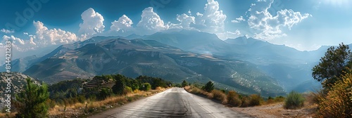 Mountain View from the road on a mountain pass leading to the Panta Vrechi, Evritania in Greece realistic nature and landscape photo