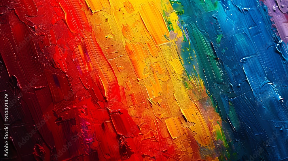 Naklejka premium Vibrant abstract background, pride colors, textured oil paint effect, soft lighting