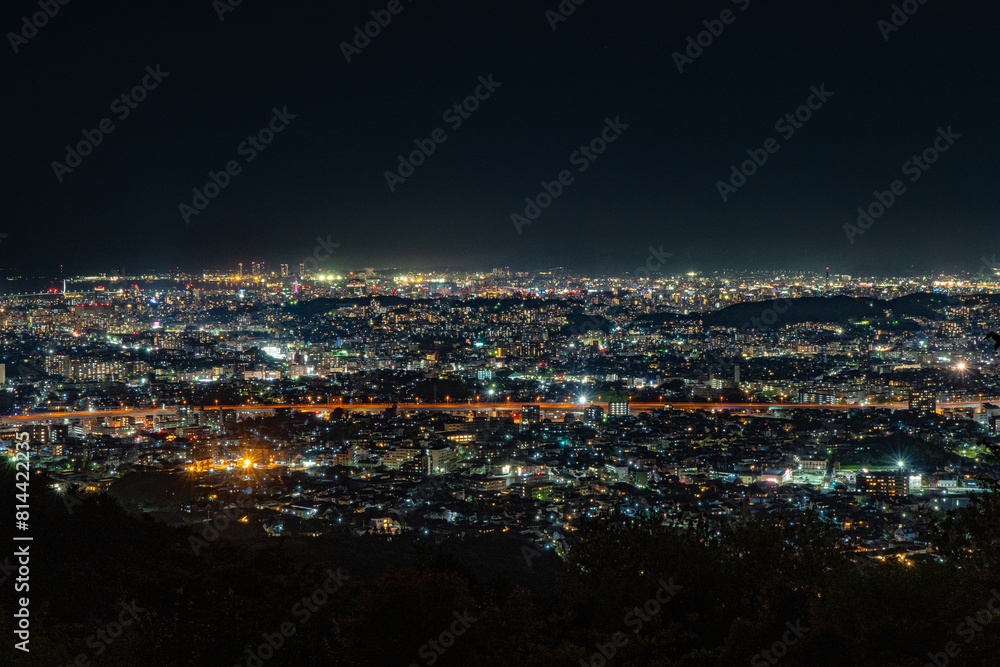 油山片江展望台から見る福岡市の夜景 油山片江展望台から見る福岡市の夜景