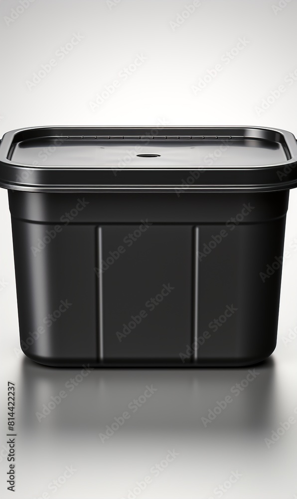 Black plastic food container. Black plastic food container.