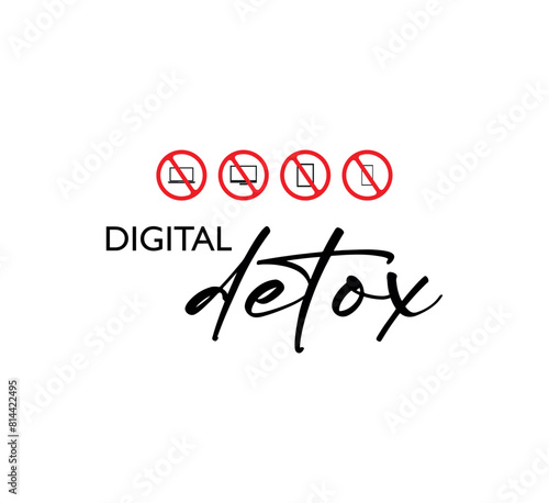 digital detox sign on white background	