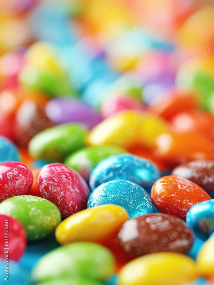 Colorful candies against a bright background, poster art Colorful candies against a bright background, poster art