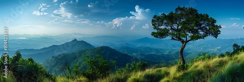 Mountain view of Doi Pha Tang at Chiangrai province, Thailand realistic nature and landscape photo