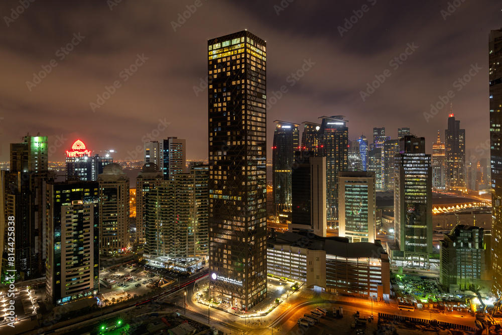 Fototapeta premium Doha Roads and traffic west bay Doha Qatar