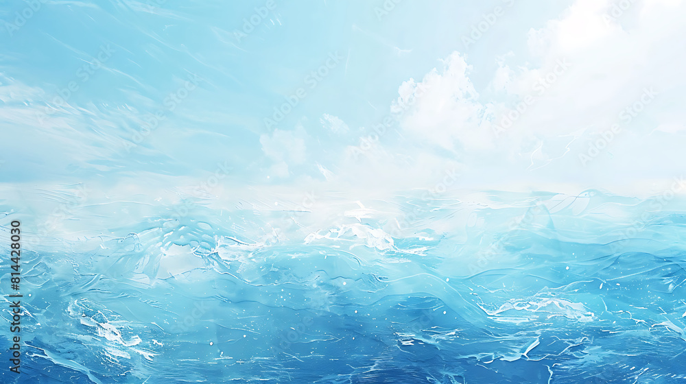 Fototapeta premium Pastel paint Abstract blue brushstrokes ocean sky water texture blue background.