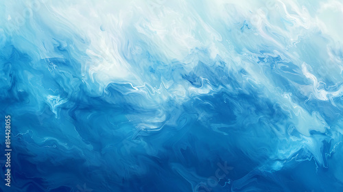 Pastel paint Abstract blue brushstrokes ocean sky water texture blue background. 
