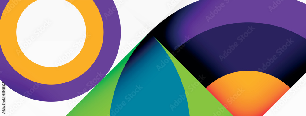 A vibrant composition with a purple and yellow circle featuring a green triangle in the center. The colorfulness, symmetry, and pattern create a captivating art piece A vibrant composition with a purple and yellow circle featuring a green triangle in the center. The colorfulness, symmetry, and pattern create a captivating art piece