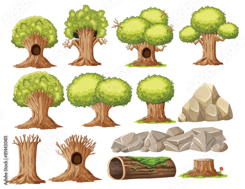 Collection of different trees and rock formations