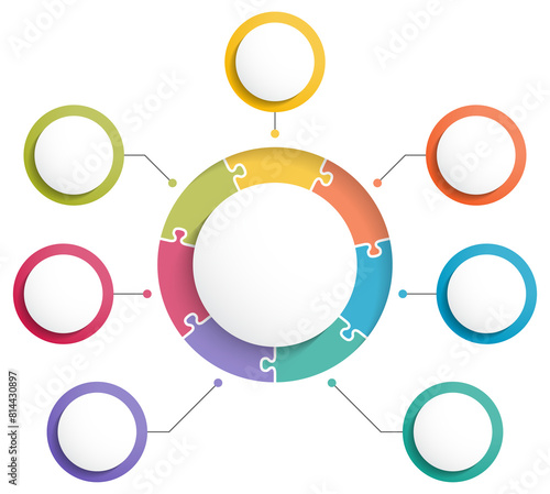 Circle infographic template with round puzzle with five steps or options