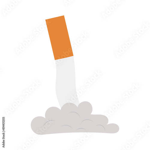 Stop Smoking. Extinguished cigarette in a pile of ash. Vector illustration in cartoon flat style
