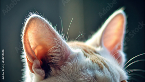 Ear closeup of a cat with white fur photo