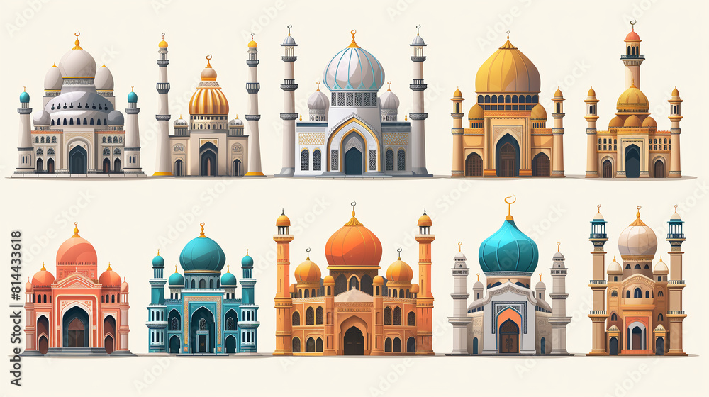 Fototapeta premium Set of Islamic stickers mosque