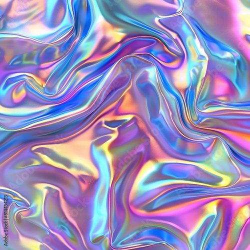 Metallic iridescent rainbow foil texture multi colored background.