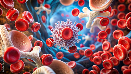 Close-up of bone marrow tissue showing active blood cell production photo