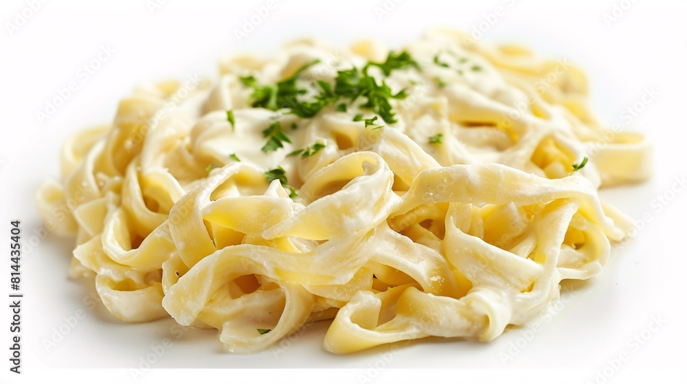 Decadent pasta on a blank backdrop with a velvety and luscious consistency. Decadent pasta on a blank backdrop with a velvety and luscious consistency.