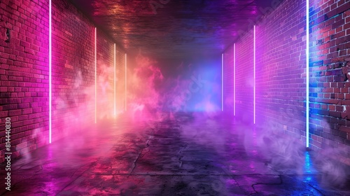 Stage Spotlight with smoke  Stage Spotlight on a Stage  Stage Background mpty scene with glowing pink and blue smoke environment atmosphere on floor. Fashion vibrant colors spectrum background 