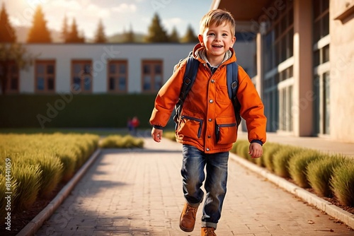 Little boy eager to go to school for education, back to school concept