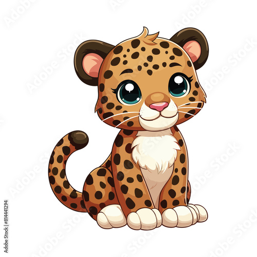 Cute little leopard cartoon sitting vector illustration