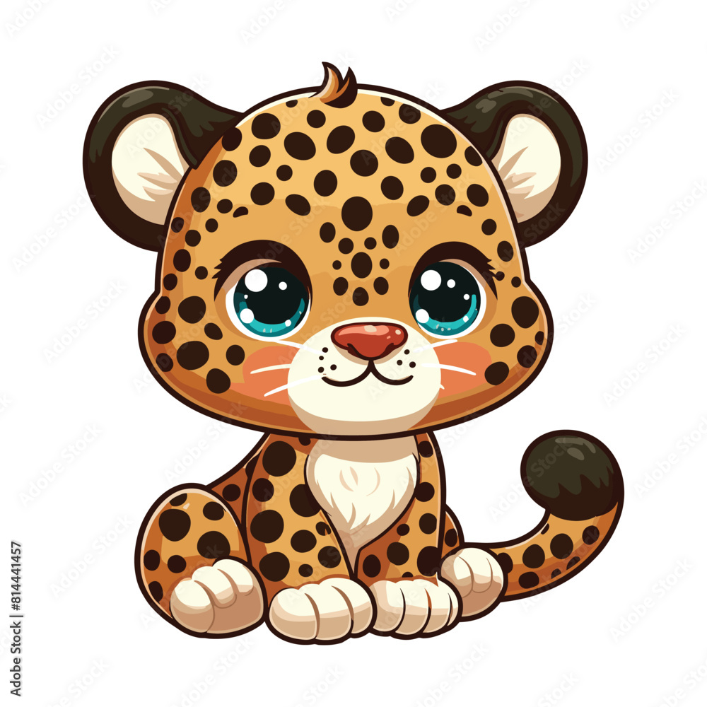 Cute little leopard cartoon sitting vector illustration Cute little leopard cartoon sitting vector illustration