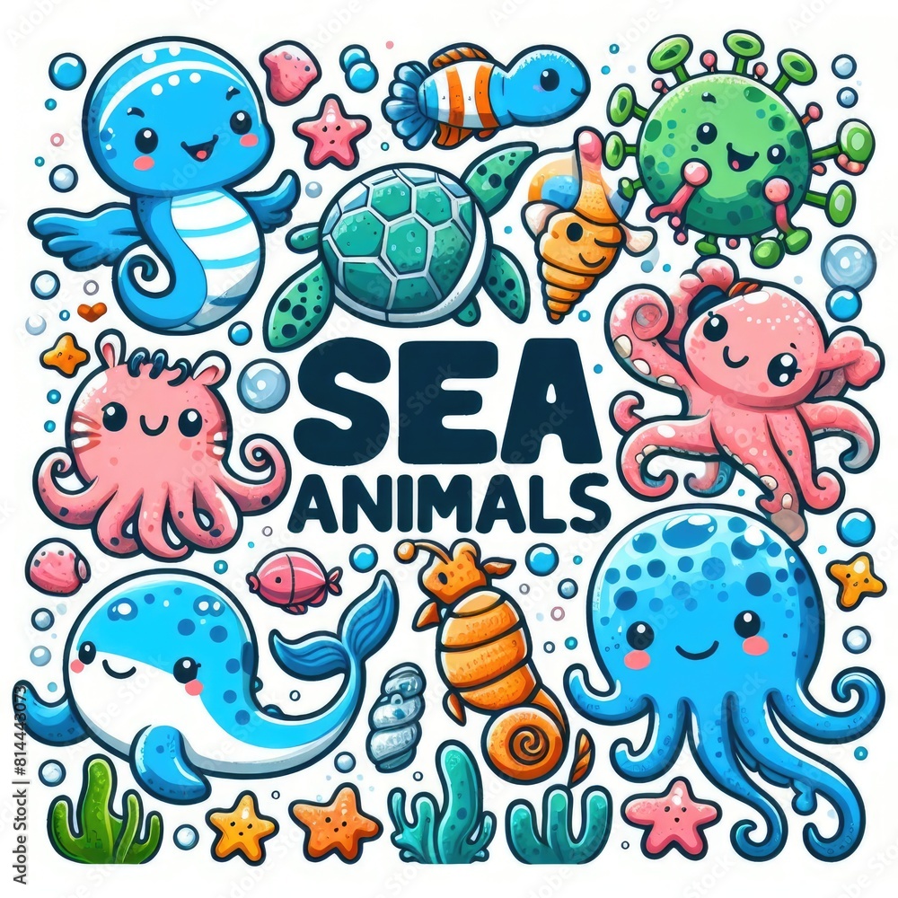 Cartoon Design of Sea Animals Cartoon Design of Sea Animals